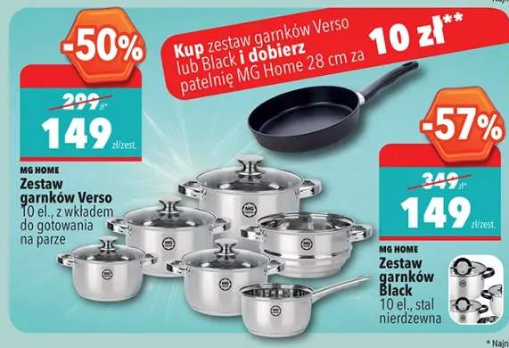 Zestaw garnków Black MG HOME 10 el. stal nierdzewna