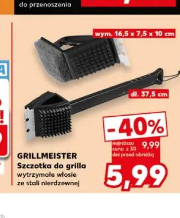 Szczotka do grilla GRILLMEISTER wytrzymałe włosie ze stali nierdzewnej dł. 37,5cm