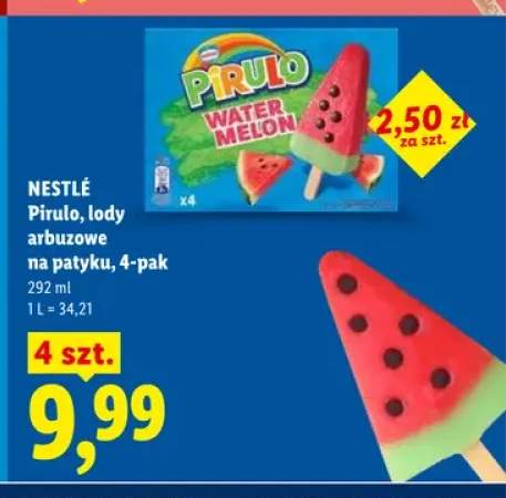 Lody arbuzowe na patyku Pirulo NESTLÉ 4-pak 73ml
