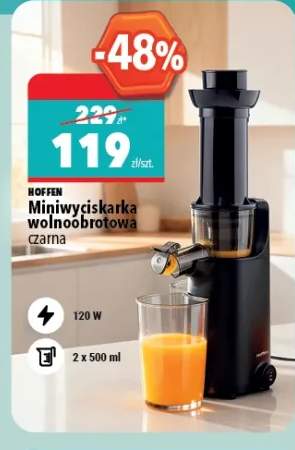 Miniwyciskarka wolnoobrotowa HOFFEN czarna 120W 2x500ml