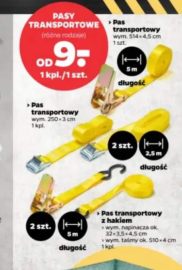 Pas transportowy z hakiem 510x4cm 5m 2szt.