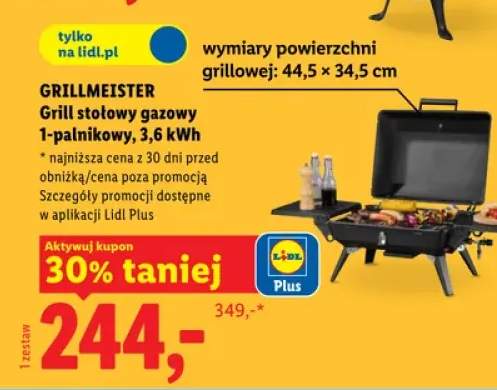 Grill stołowy gazowy 1-palnikowy GRILLMEISTER 3,6kW