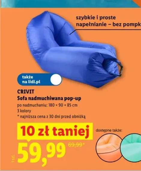 Sofa nadmuchiwana pop-up CRIVIT 180x90x85cm