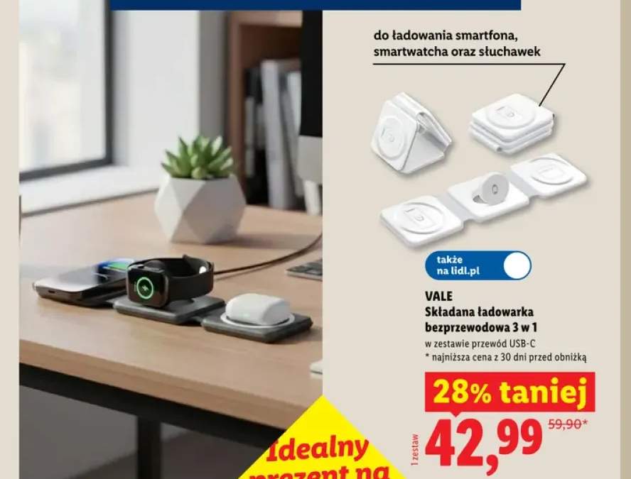 Składana ładowarka bezprzewodowa 3 w 1 VALE