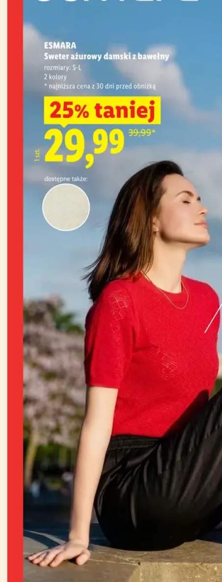 Sweter ażurowy damski z bawełny Esmara