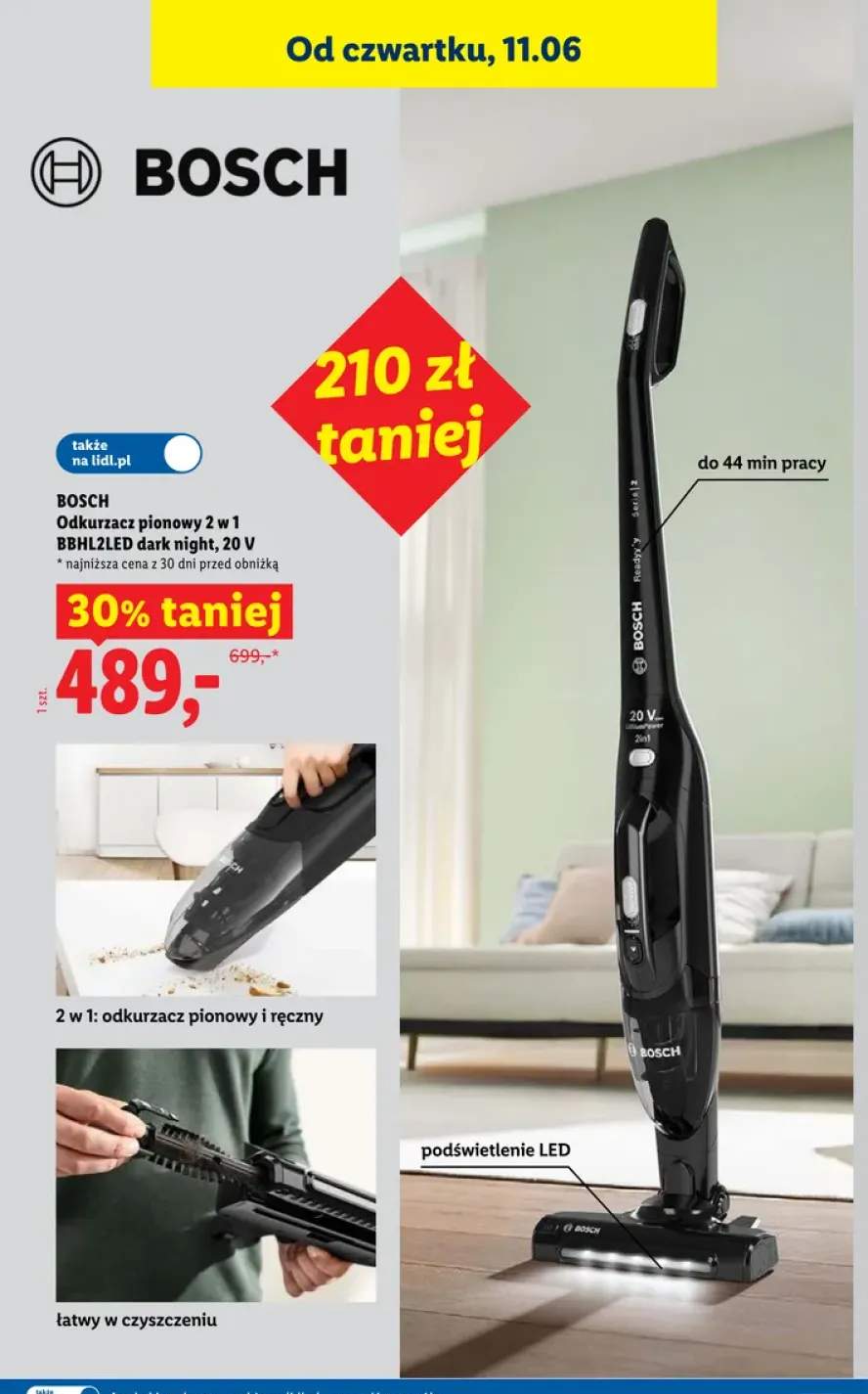 Odkurzacz pionowy 2 w 1 BOSCH BBHL2LED dark night 20V
