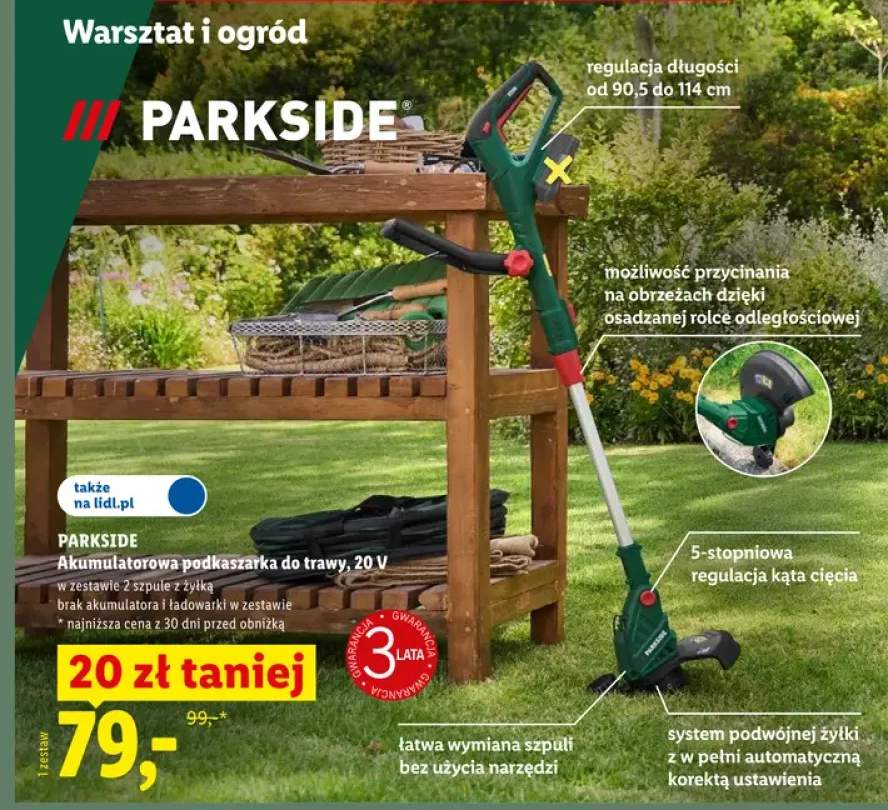 Akumulatorowa podkaszarka do trawy PARKSIDE 20V