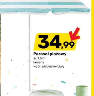 Parasol plażowy śr. 1,8m łamany wzór niebiesko-biały