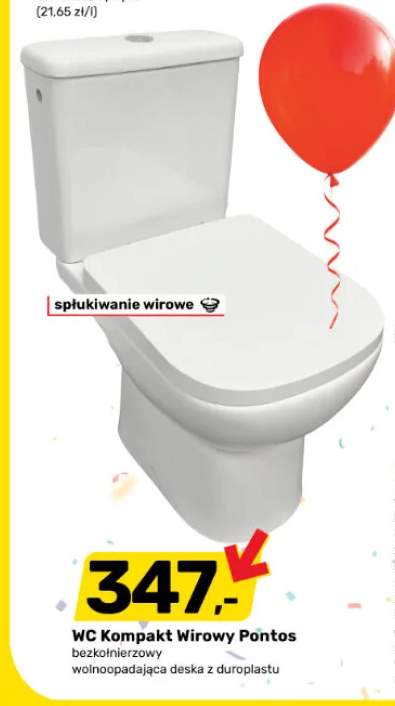 WC Kompakt Wirowy Pontos bezkołnierzowy wolnoopadająca deska z duroplastu