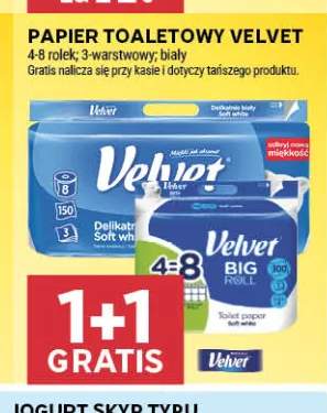 Papier toaletowy VELVET 4-8 rolek 3-warstwowy biały