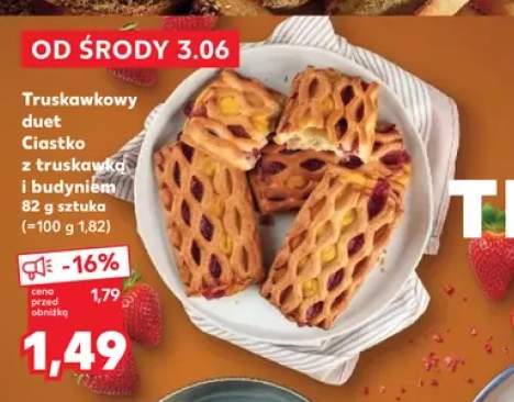 Truskawkowy duet Ciastko z truskawką i budyniem