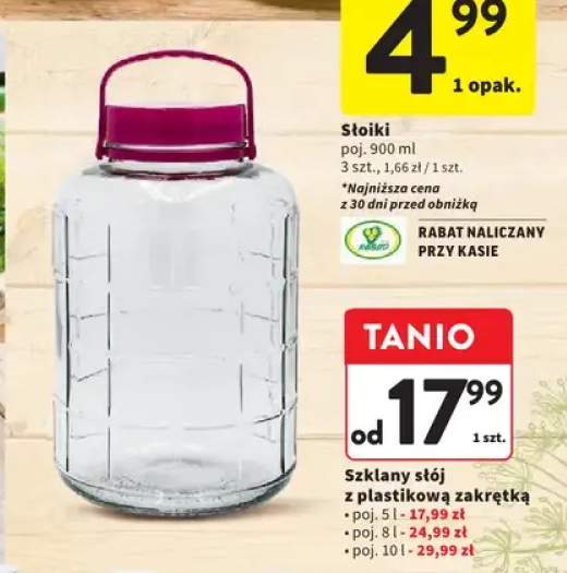Szklany słój z plastikową zakrętką 5l