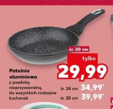 Patelnia aluminiowa z powłoką nieprzywieralną do wszystkich rodzajów kuchenek śr. 20cm