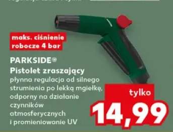 Pistolet zraszający PARKSIDE płynna regulacja od silnego strumienia po lekką mgiełkę, odporny na działanie czynników atmosferycznych i promieniowanie UV maks. ciśnienie robocze 4 bar