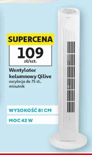 Wentylator kolumnowy Qilive oscylacja do 75 st. minutnik wysokość 81cm moc 42W