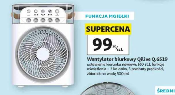 Wentylator biurkowy Qilive Q.6519 funkcja mgiełki 500ml