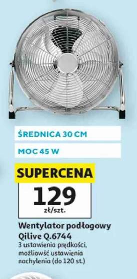 Wentylator podłogowy Qilive Q.6744 średnica 30cm moc 45W 3 ustawienia prędkości możliwość ustawienia nachylenia (do 120 st.)