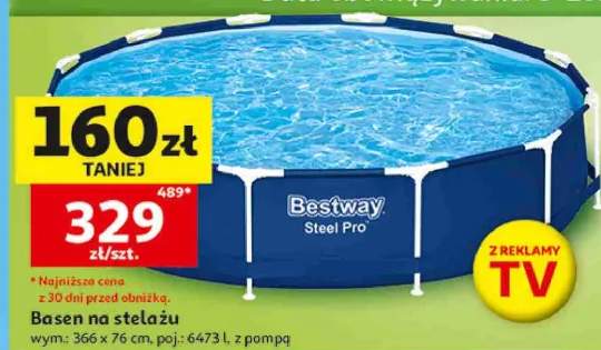 Basen na stelażu Bestway Steel Pro wym.: 366x76cm, poj.: 6473l, z pompą