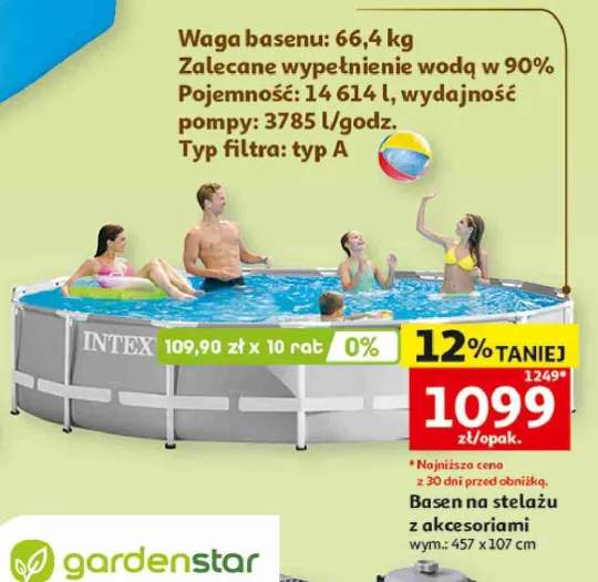 Basen na stelażu z akcesoriami INTEX wym.: 457x107cm