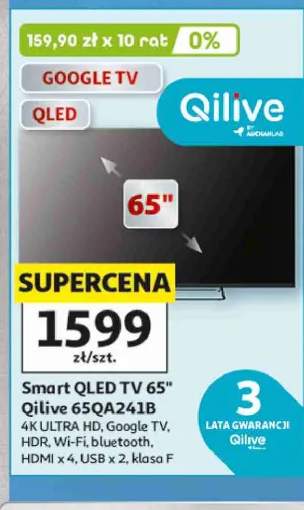 Smart QLED TV 65" Qilive 65QA241B 4K ULTRA HD Google TV HDR Wi-Fi bluetooth HDMI x 4 USB x 2 klasa F