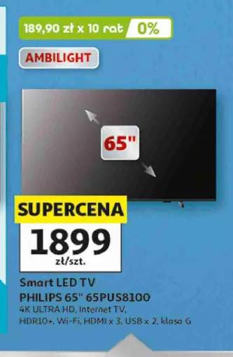 Smart LED TV PHILIPS 65" 65PUS8100 4K ULTRA HD Internet TV HDR10+ Wi-Fi HDMI x 3 USB x 2 klasa G
