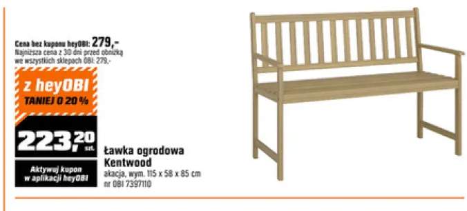 Ławka ogrodowa Kentwood akacja 115x58x85cm
