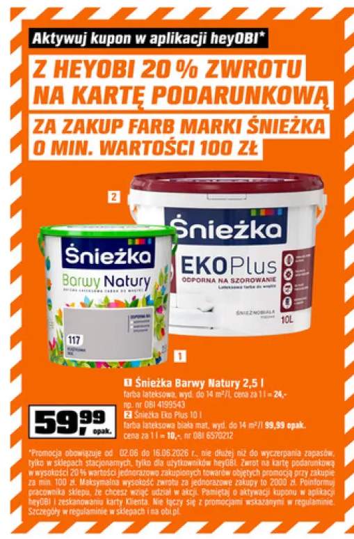 Farba lateksowa biała mat Śnieżka Eko Plus 10l