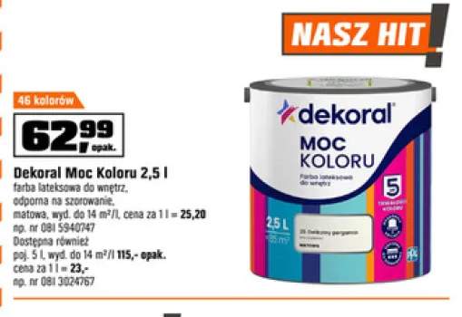 Farba lateksowa do wnętrz Dekoral Moc Koloru 2,5l