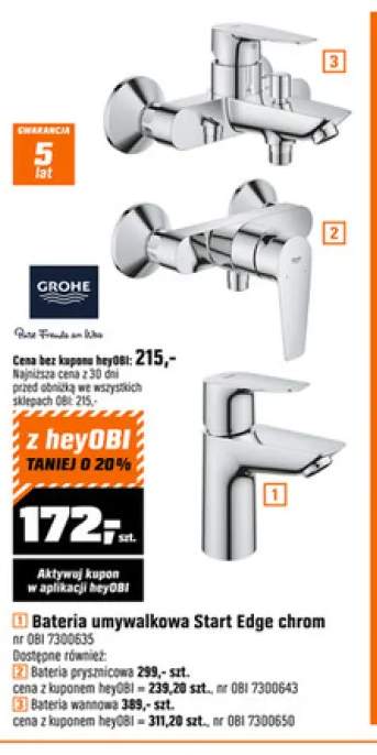 Bateria wannowa Start Edge chrom GROHE
