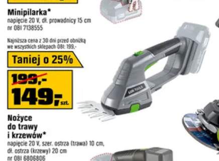 Nożyce do trawy i krzewów LUX-TOOLS napięcie 20V szer. ostrza (trawa) 10cm dł. ostrza (krzewy) 20cm