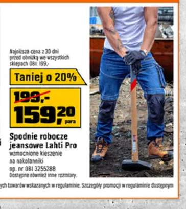 Spodnie robocze jeansowe Lahti Pro wzmocnione kieszenie na nakolanniki