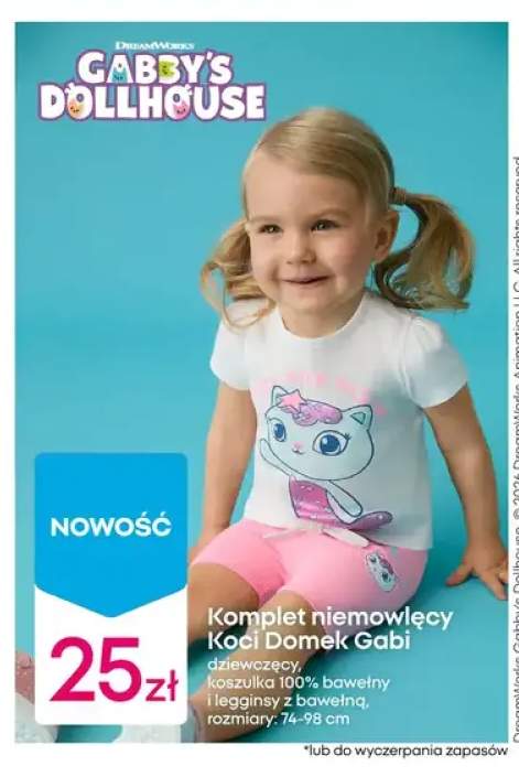 Komplet niemowlęcy Koci Domek Gabi dziewczęcy koszulka 100% bawełny i legginsy z bawełną