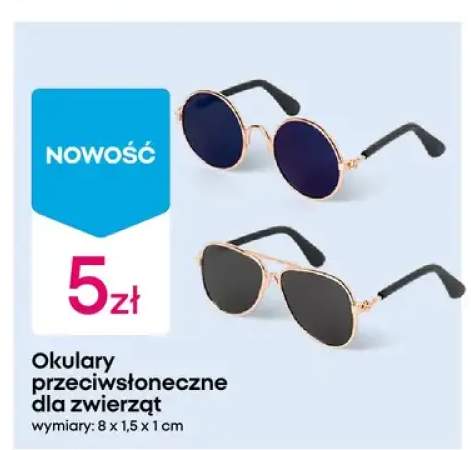 Okulary przeciwsłoneczne dla zwierząt wymiary: 8x1,5x1 cm