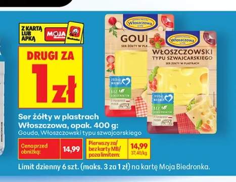 Ser żółty w plastrach Włoszczowski typu szwajcarskiego
