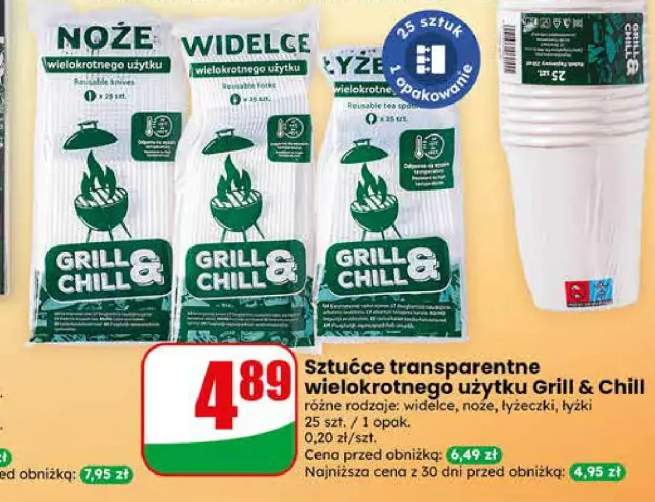 Sztućce transparentne wielokrotnego użytku Grill & Chill noże
