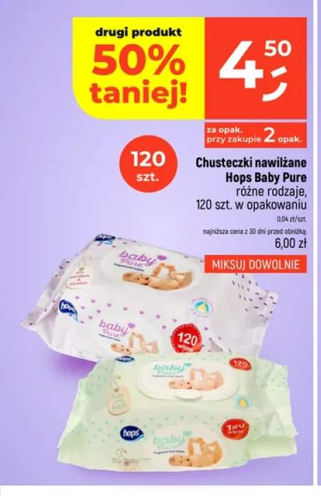 Chusteczki nawilżane Hops Baby Pure fragrance free