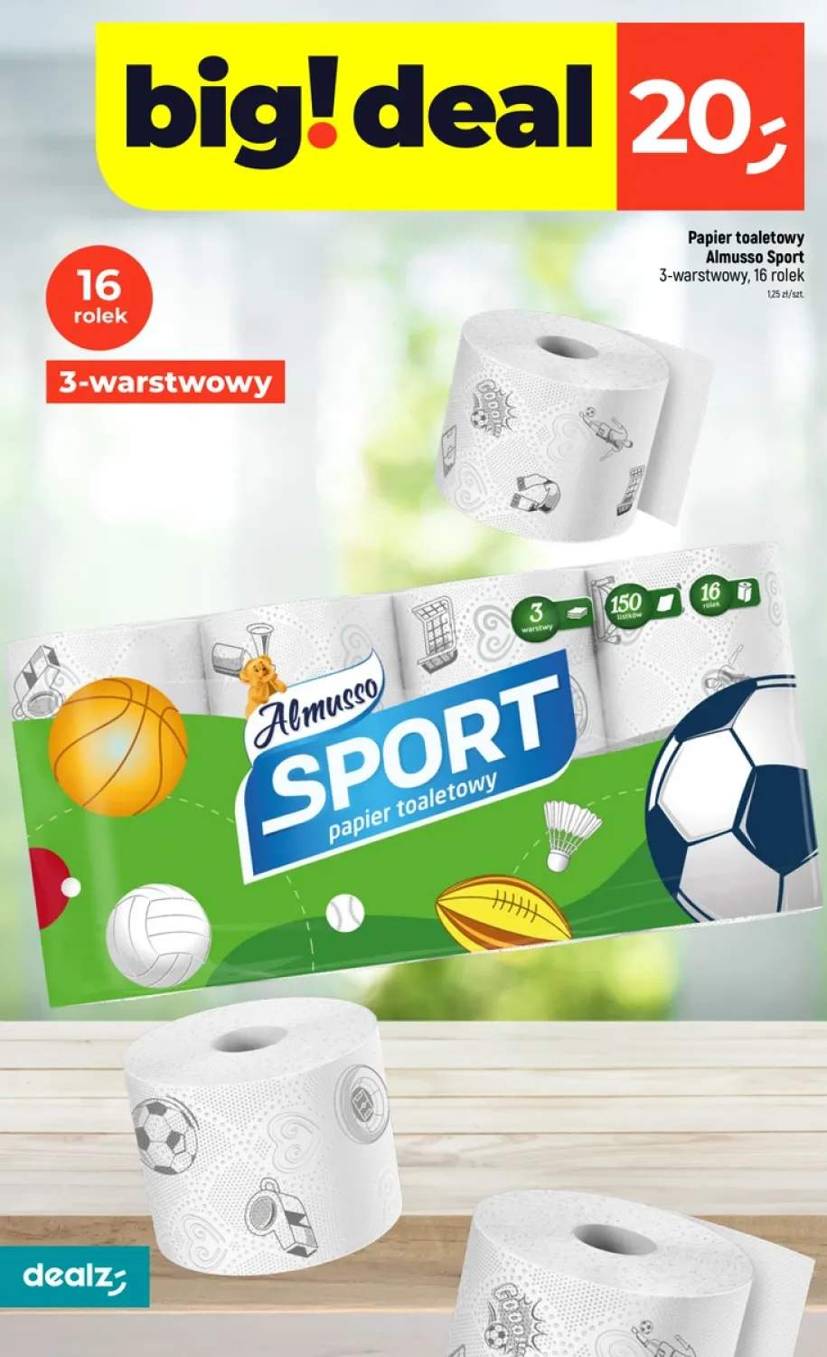 Papier toaletowy Almusso Sport 3-warstwowy 16-pak