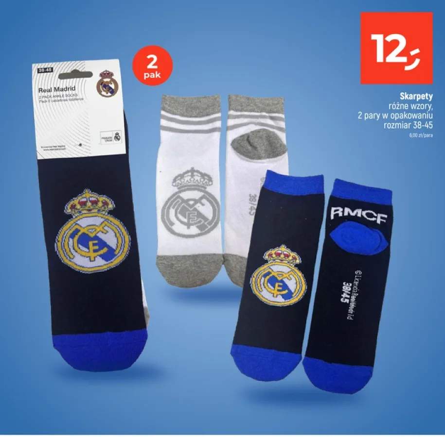 Skarpety Real Madrid 2-pak rozmiar 38-45