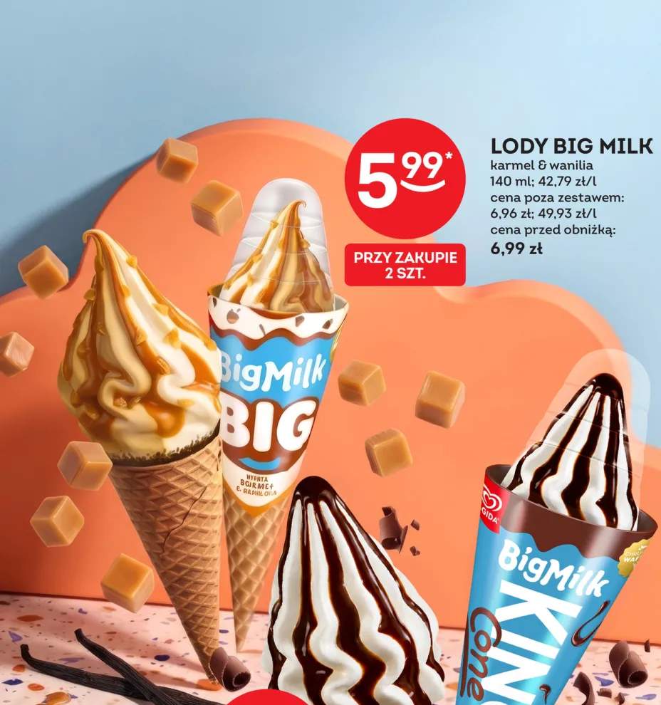 Lody Big Milk karmel & wanilia