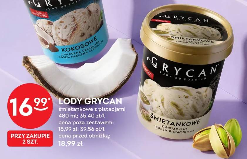 Lody Grycan śmietankowe z pistacjami