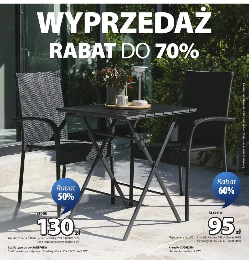 Stolik typu bistro SANDVIKA stal i drewno syntetyczne składany S65xD65xW73cm