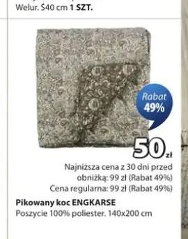 Pikowany koc ENGKARSE poszycie 100% poliester 140x200cm