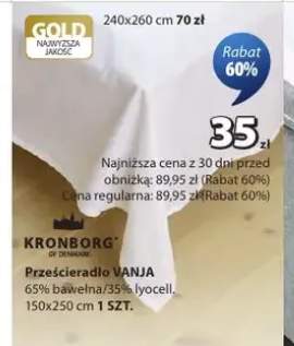Prześcieradło KRONBORG VANJA 65% bawełna/35% lyocell 150x250cm