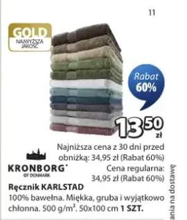 Ręcznik KRONBORG KARLSTAD 100% bawełna 500g/m2 50x100cm