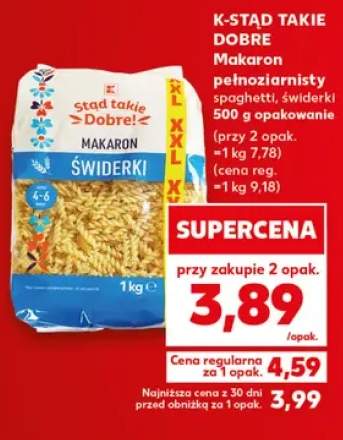 Makaron pełnoziarnisty K-Stąd Takie Dobre świderki