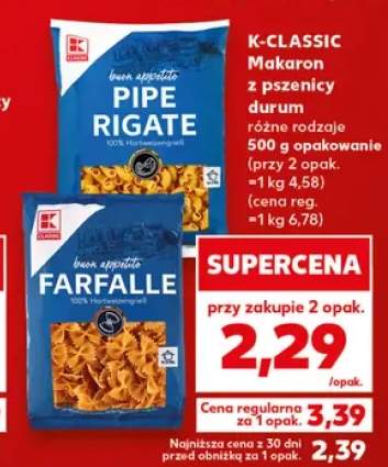 Makaron z pszenicy durum Pipe Rigate K-Classic