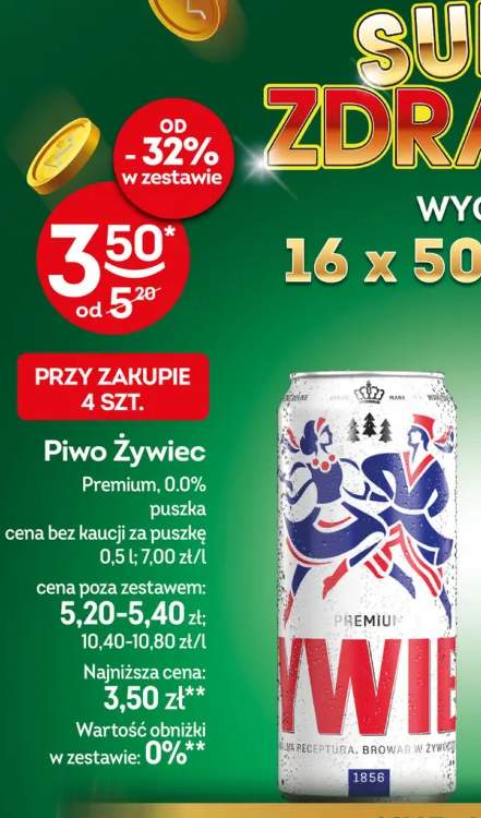 Piwo bezalkoholowe Żywiec 0.0%