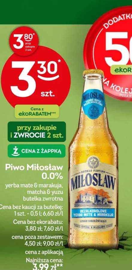 Piwo bezalkoholowe Miłosław 0.0% yerba mate & marakuja