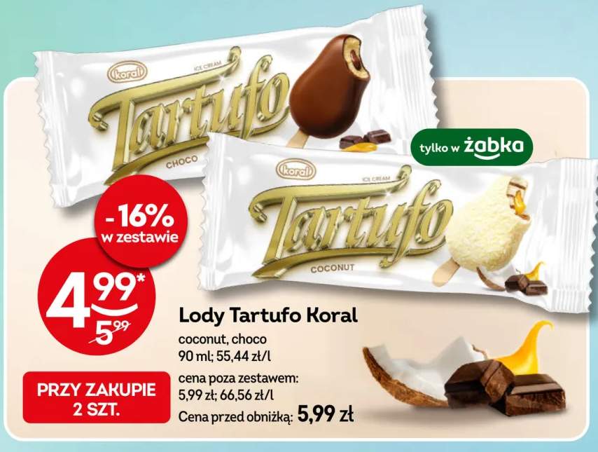 Lody Tartufo Koral coconut
