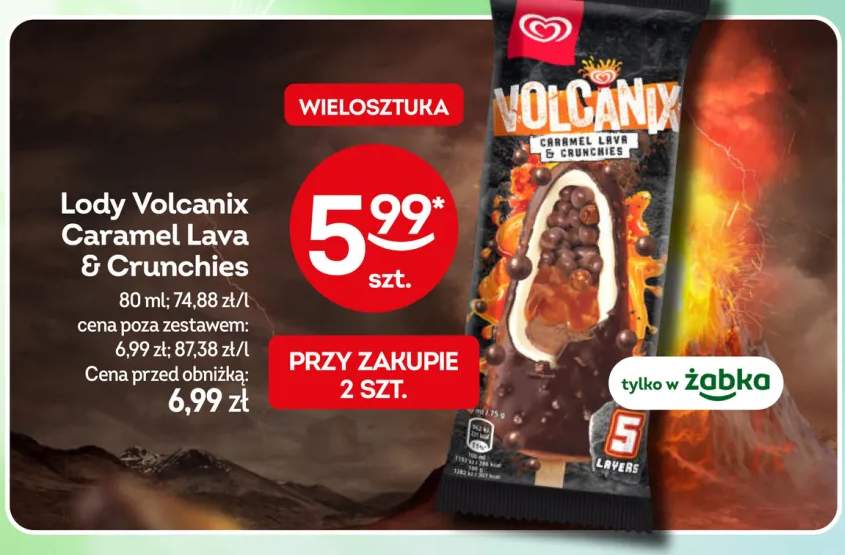 Lody Volcanix Caramel Lava & Crunchies